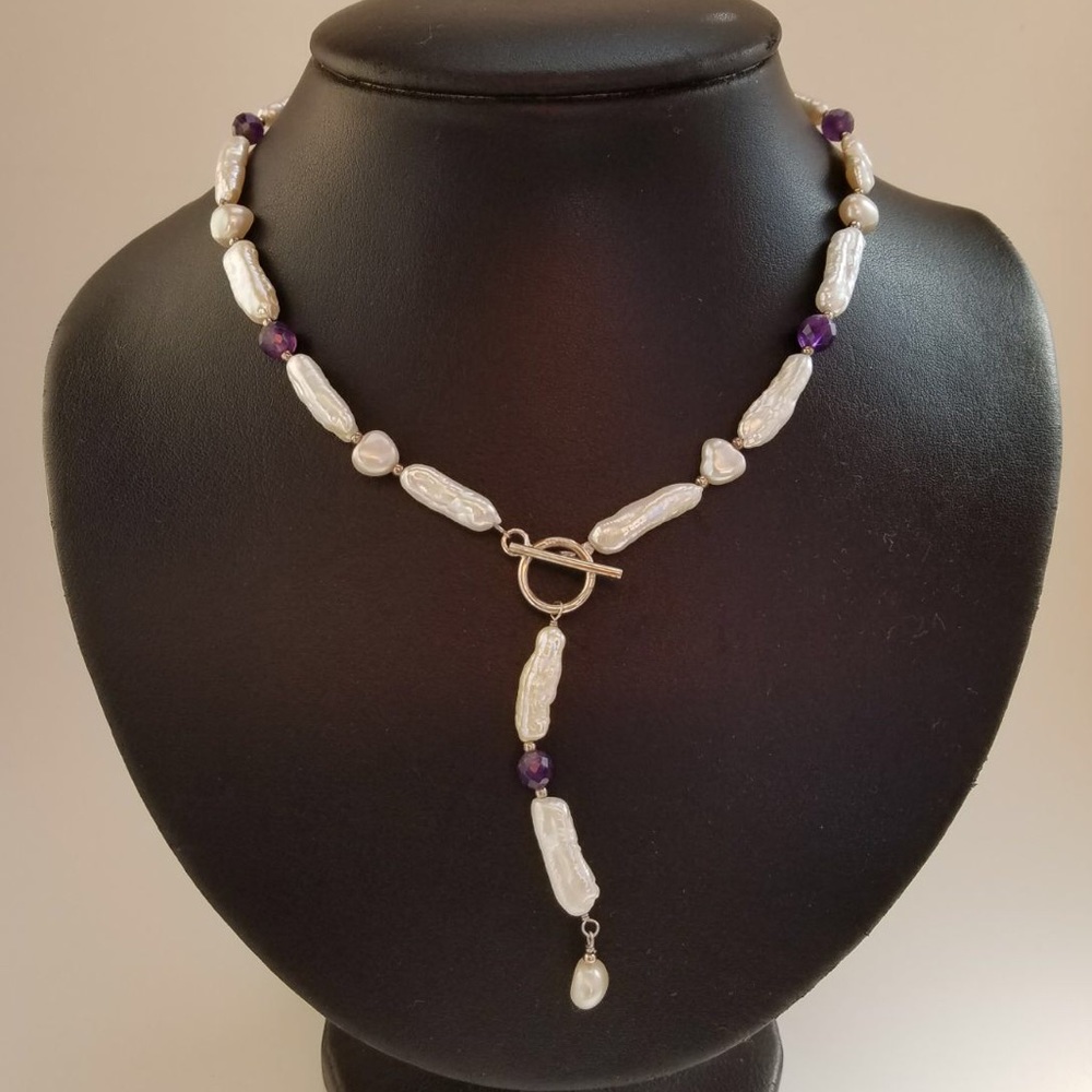 🌟💜Biwa Pearls with Amethyst Gemstones💜🌟